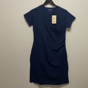 Soft Surroundings Shapely Anywear Navy V-Neck Short Sleeve Sheath Dress size M